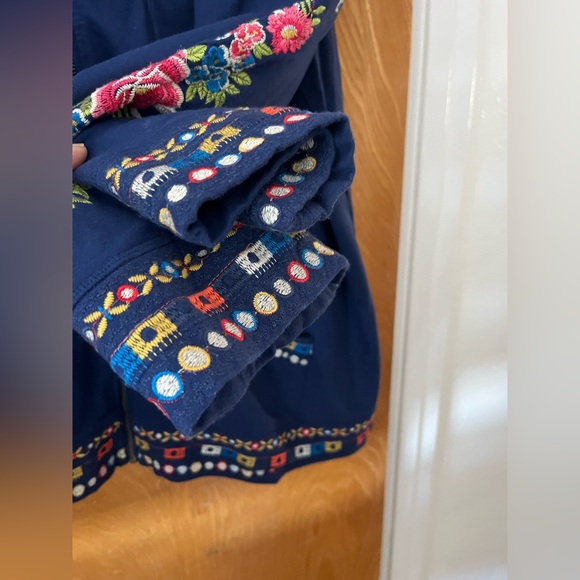 Johnny Was Blue Embroidered full zip Jacket with Nordic-Inspired Design 3X - Picture 5 of 7